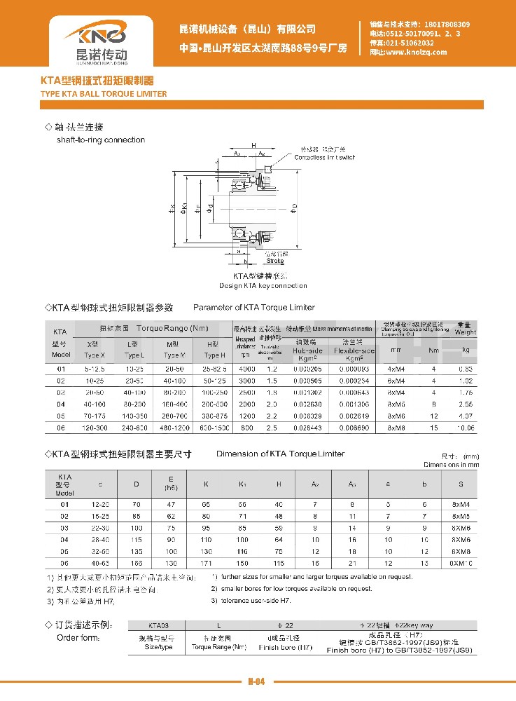 KTA型鋼球式扭矩限制器